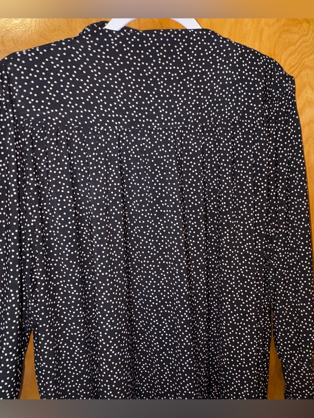 Anne Klein black/white polka dot jersey knit pleated mock neck top Size XL - Picture 4 of 8